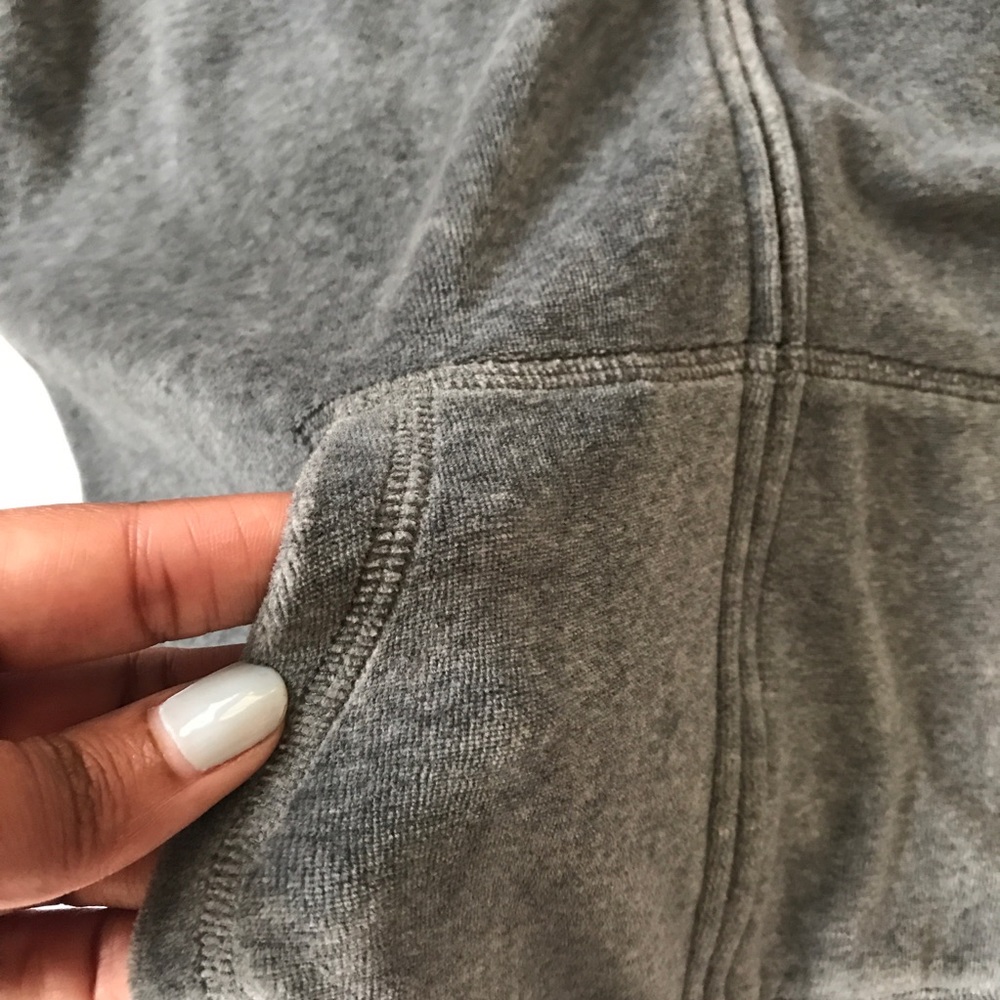 VS PINK | Gray Crushed Velvet Sequined Hoodie - Picture 6 of 8